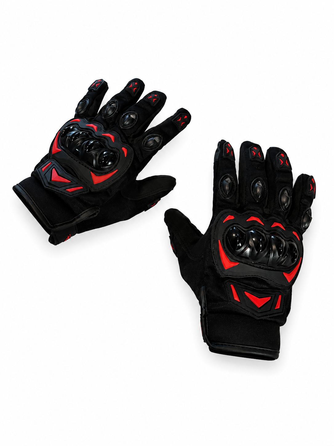 Mănuși moto de vară StarShield negre cu inserții roșii și protecții rigide
