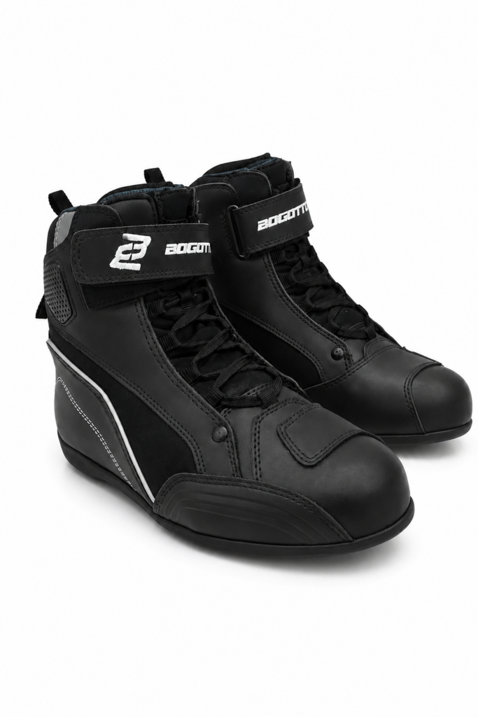materiale ghete moto moderne din piele, microfibră, textile și TPU