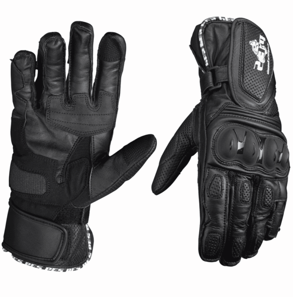 Mănuși Moto Lungi din Piele PES cu Protecții TPU, Touchscreen și Ventilație – Negru