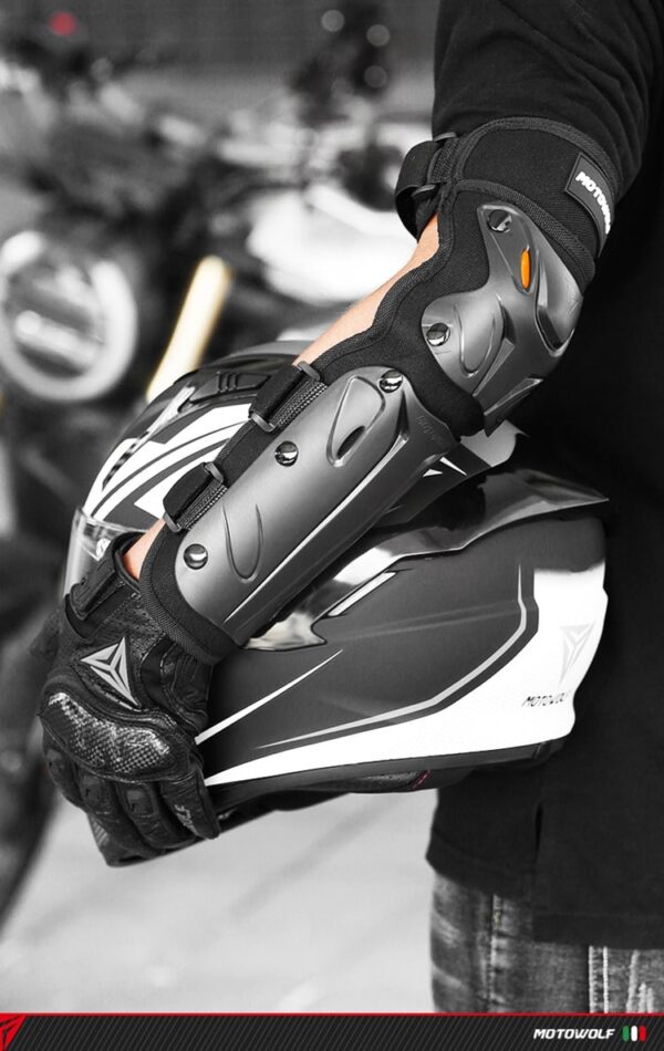 Set genunchiere și cotiere moto Motowolf, reglabile, prindere Velcro cu eliberare rapidă, ventilate, protecție Shell certificată CE, model 1010 Long