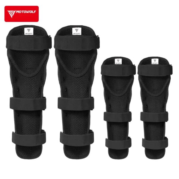 Set genunchiere și cotiere moto Motowolf, reglabile, prindere Velcro cu eliberare rapidă, ventilate, protecție Shell certificată CE, model 1010 Long