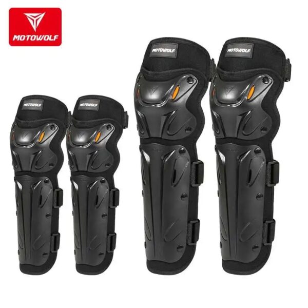 Set genunchiere și cotiere moto Motowolf, reglabile, prindere Velcro cu eliberare rapidă, ventilate, protecție Shell certificată CE, model 1010 Long